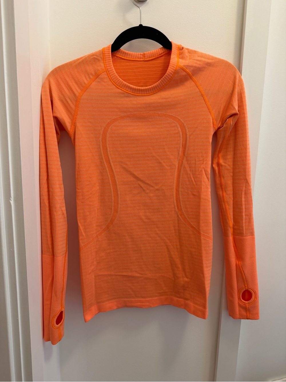 lululemon athletica Neon Orange Seamless Long-Sleeve Active Top